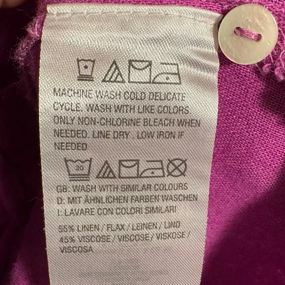 Naturals D&CO. | Wild Orchid Button Up Roll Tab Sleeves Linen Blend Top size L - Picture 12 of 15